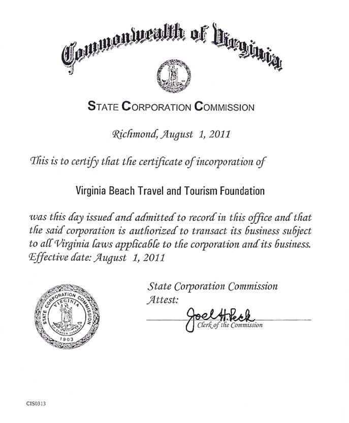 State Corporation Certificate